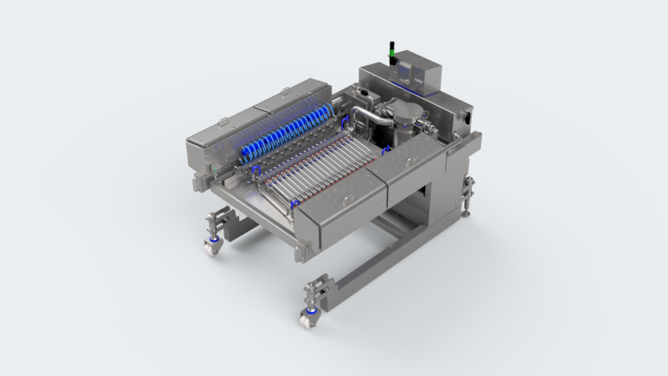 MDLVW1200 mobile depositor large with vision and heated supply unit, 1200 mm working width, 3D render